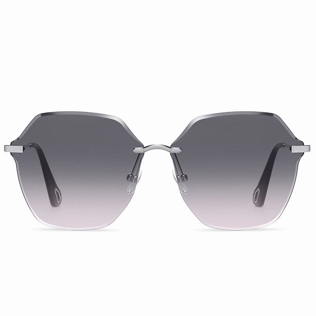 Anna-Kaci Women's Stylish Hexagonal Rimless Gradient Sunglasses for Fashion Looks