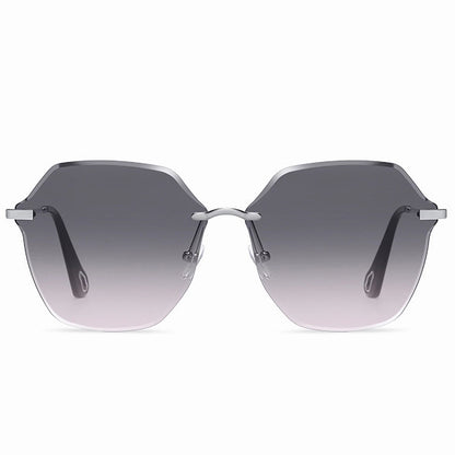 Anna-Kaci Women's Stylish Hexagonal Rimless Gradient Sunglasses for Fashion Looks