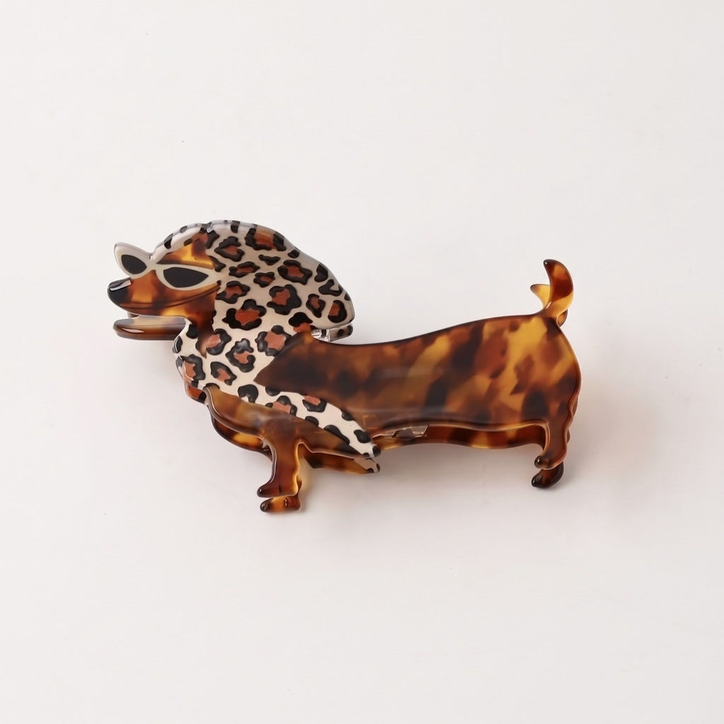 3pc Dachshund Dog Hair Claw Clip Set Tortoiseshell Pattern Hair Accessories