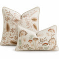2 Pack Embroidered Floral Throw Pillow Covers 18 x 18 and 12 x 20 Inch