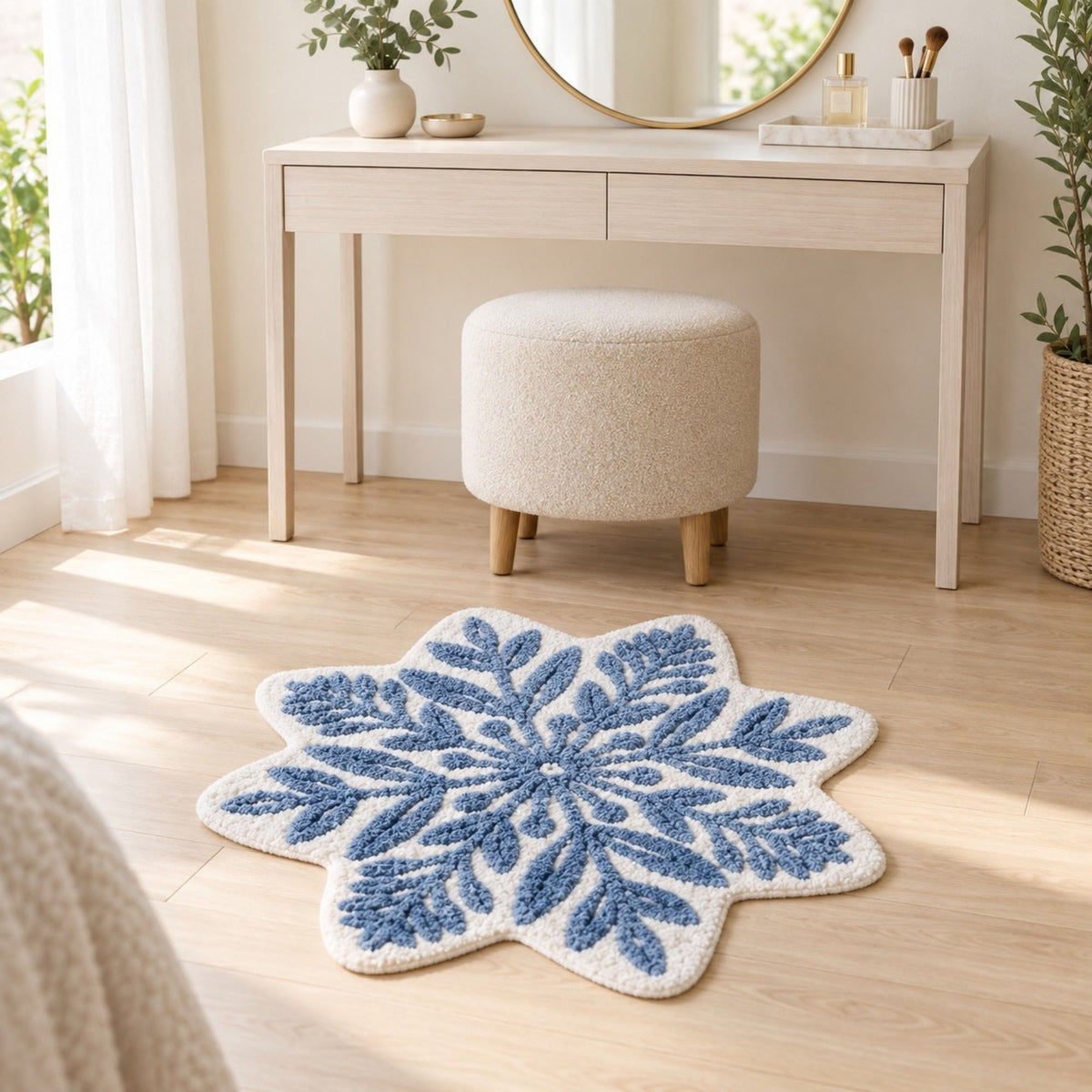 31.5 Inch Floral Tufted Accent Rug Decorative Shaped Area Rug for Bedroom and Entryway