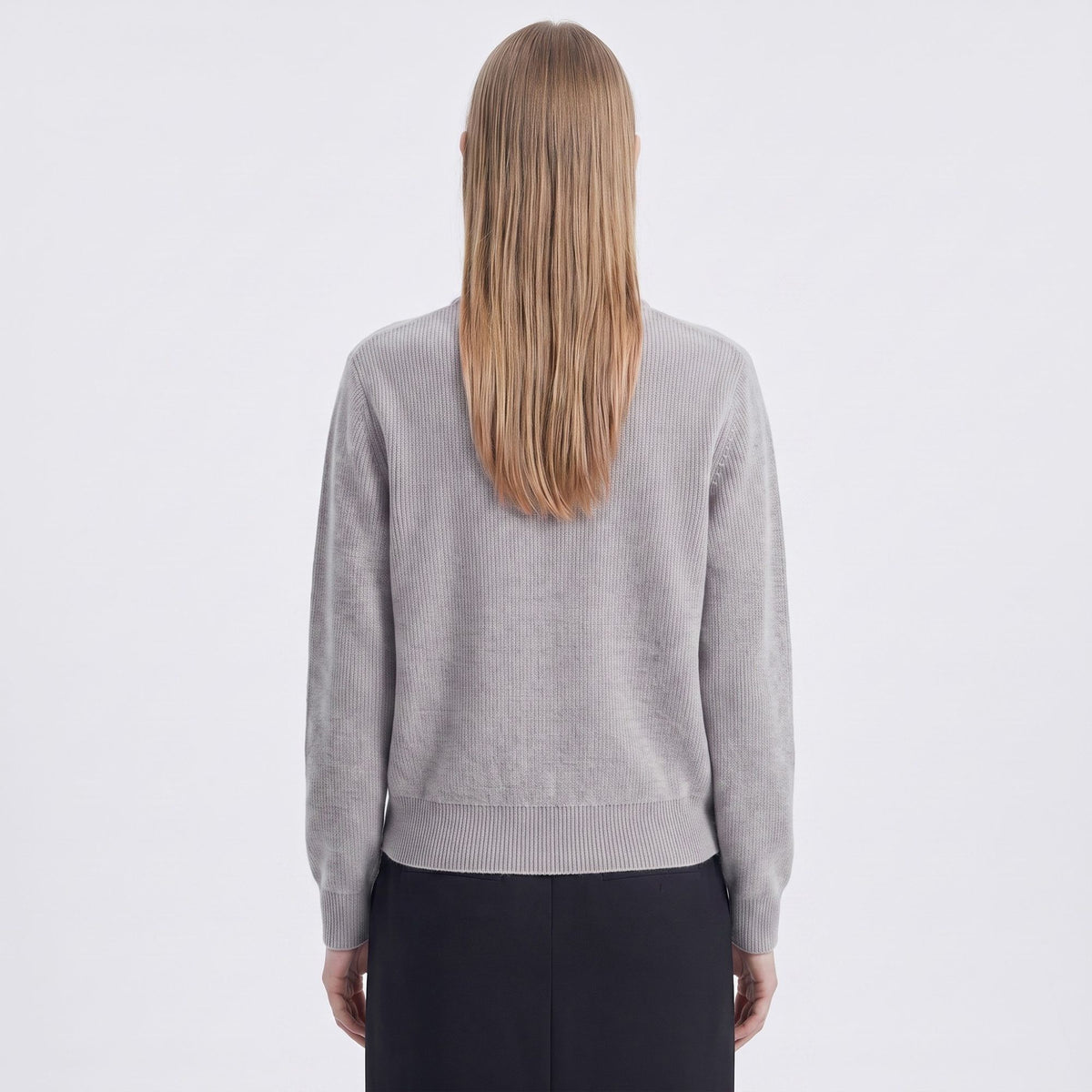 Mock Neck Zip-Front Knit Cardigan Sweater