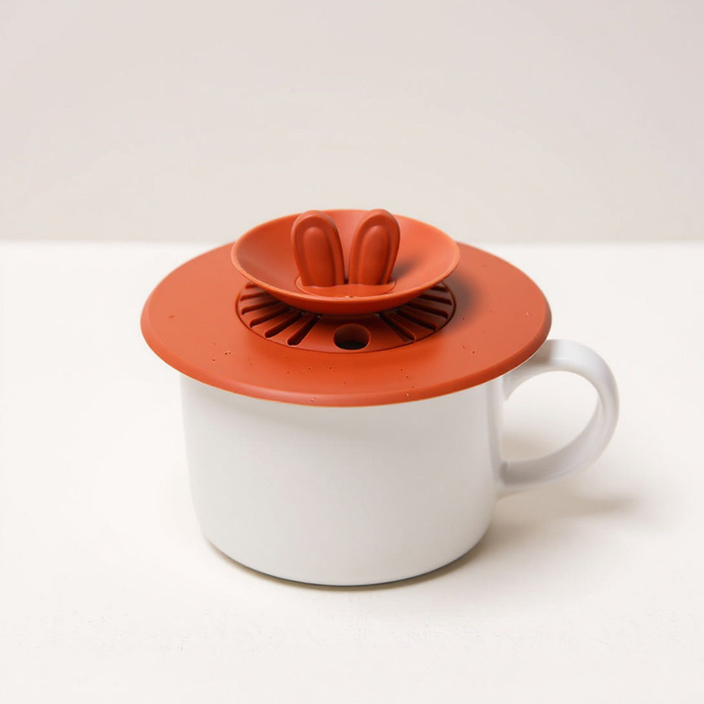 Anna-Kaci 4pcs per Set Silicone Bunny Ear Cup Lid Dustproof Insulated Drink Cover with Pop Up Vent Seal 4.6x0.7in