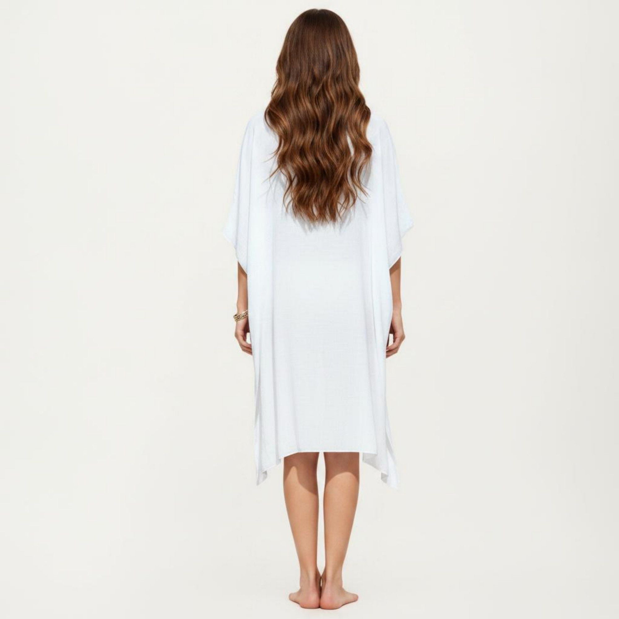 Anna-Kaci Women's Button Front Swim Cover Up Shirt Dress Loose Lightweight Beach Kaftan