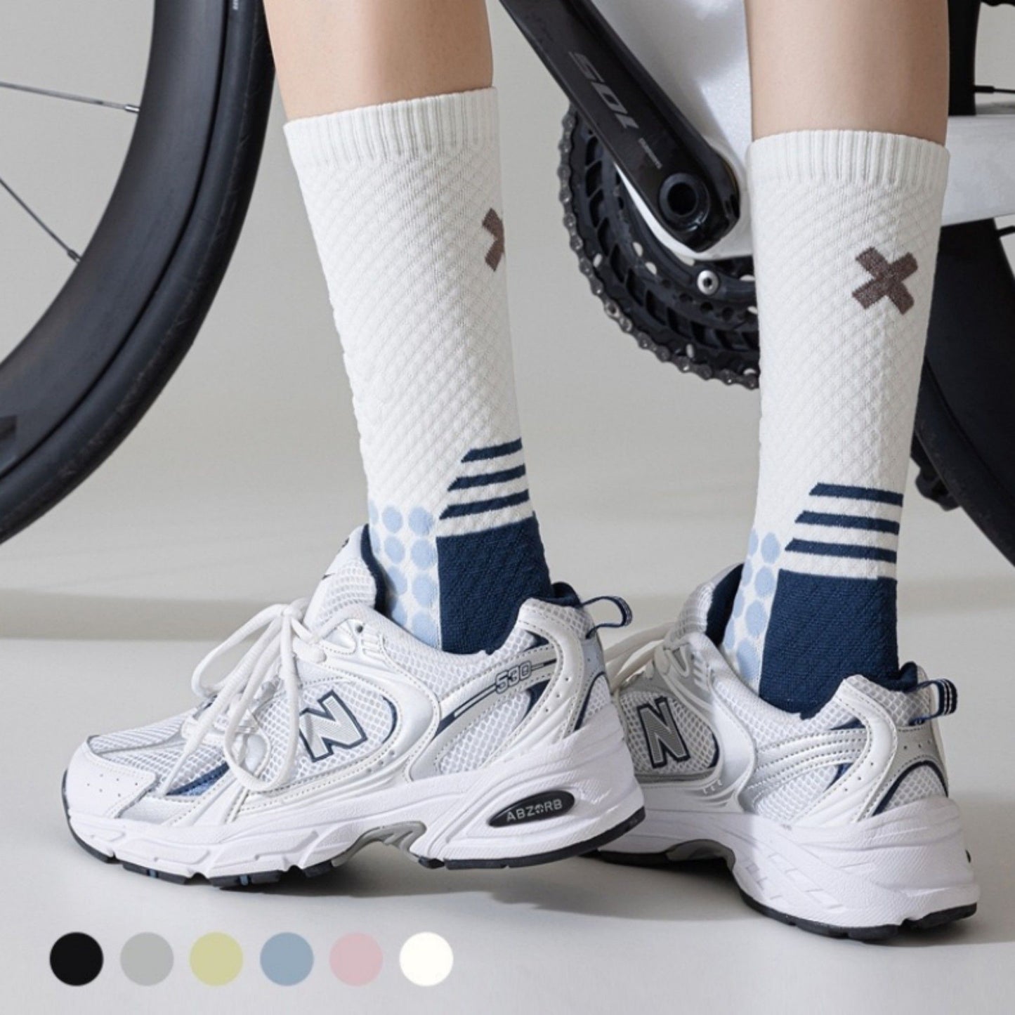 Anna-Kaci Women's Reflective Cycling Socks with Night Visibility Design Padded Zones and Breathable Compression Fit