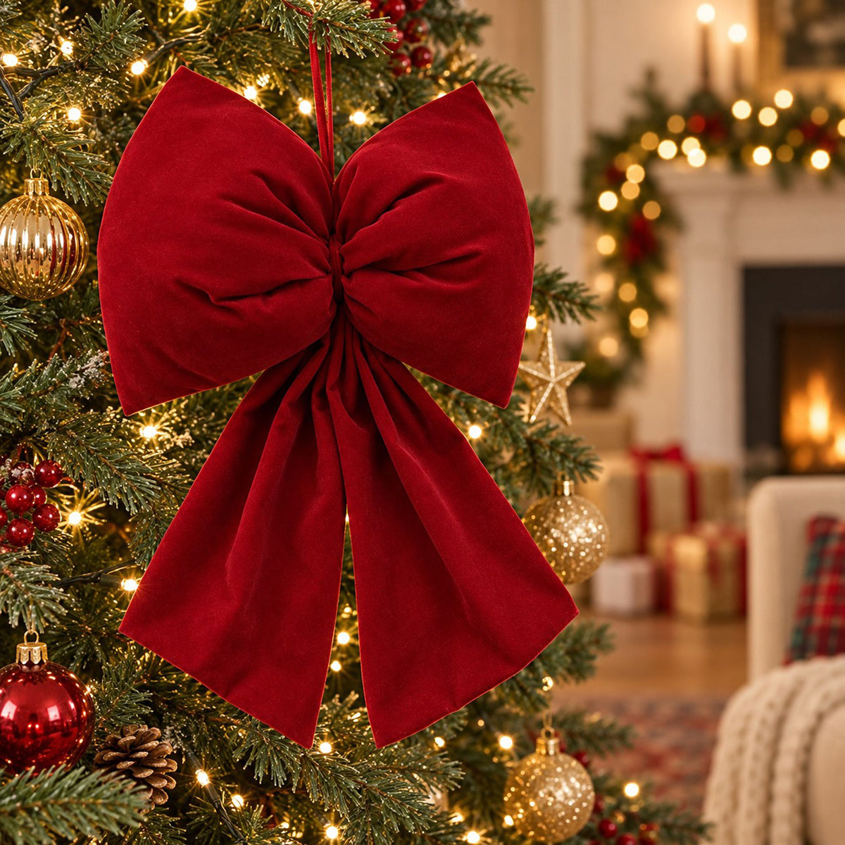 Velvet Bow Decoration for Trees Wreaths and Parties