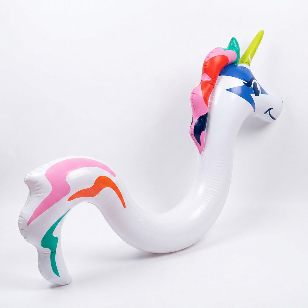 Kids Inflatable Unicorn Pool Float with Rainbow Mane and Tail