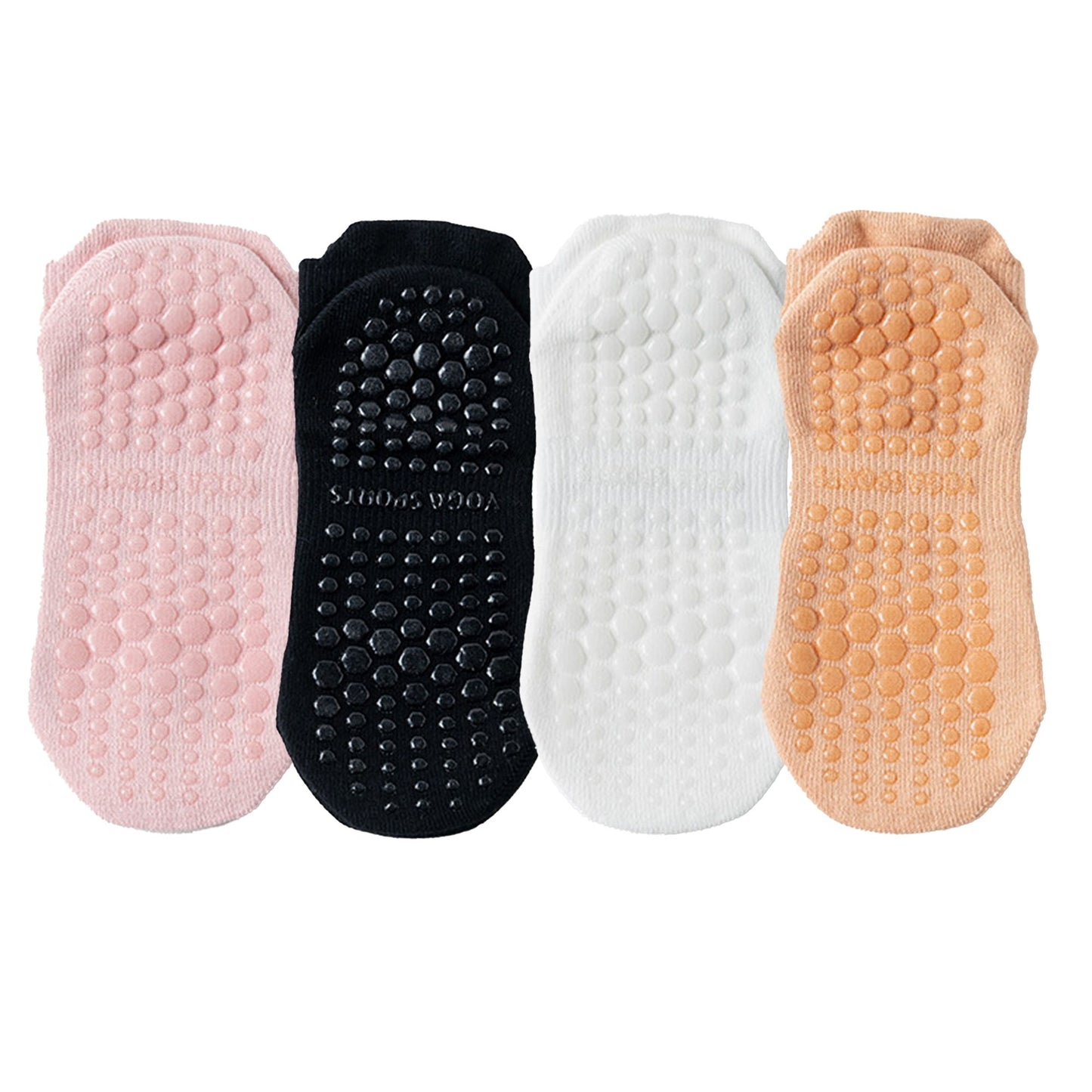 Anna-Kaci 4-Pack Women's Mesh Top Non-Slip Yoga Socks with Full Sole Grips and Breathable Lightweight Fabric