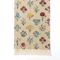 Beige Multicolor Floral Woven Table Runner with Tassel Fringe 13.8x47.2in