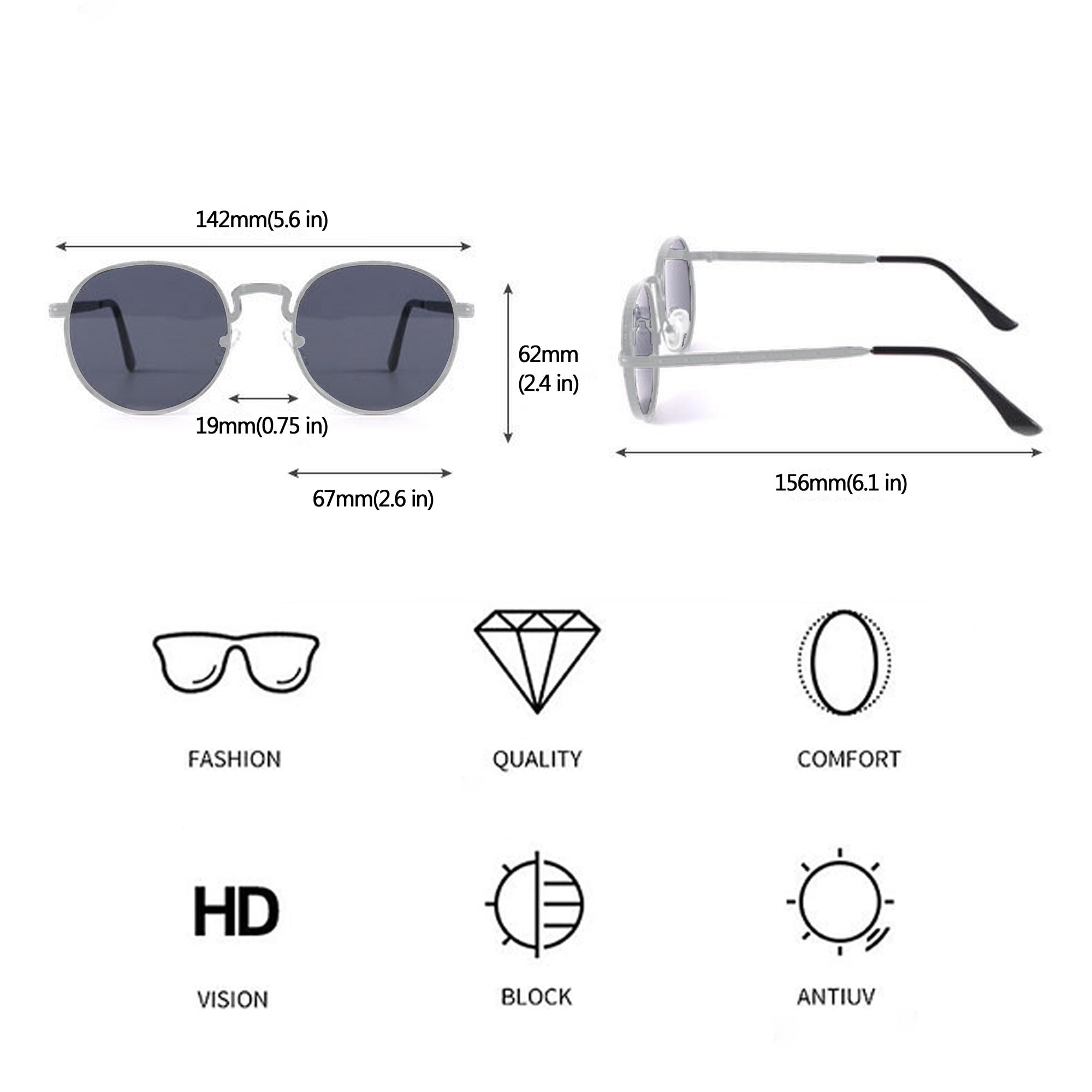 Anna-Kaci Women's Retro Metal Round Sunglasses