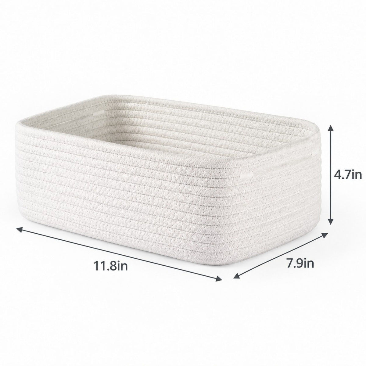 3 Piece Rectangular Woven Cotton Cord Desktop Storage Basket Set
