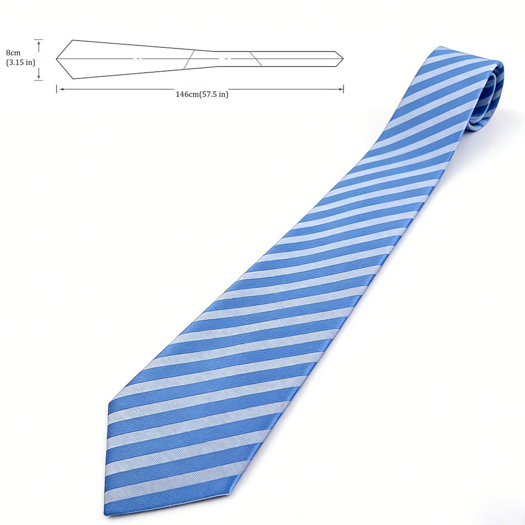Anna-Kaci Men's Diagonal Stripe Polyester Tie - Formal Necktie for Business, Weddings & Stylish Daily Wear