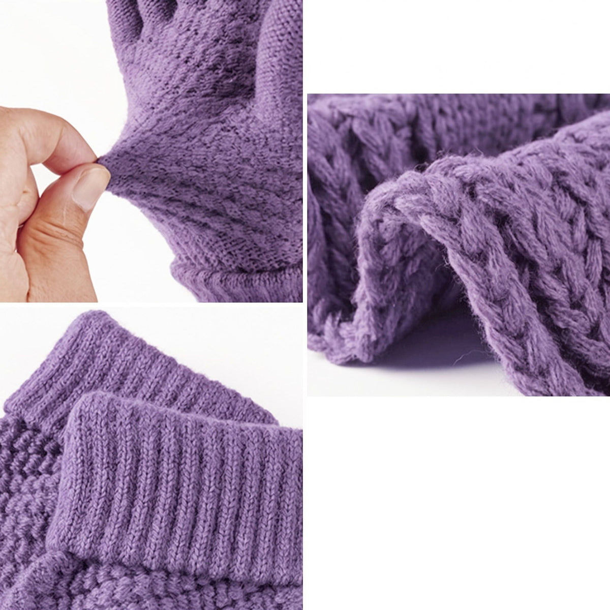 4 Piece Knit Winter Hat Scarf Touchscreen Gloves and Socks Set