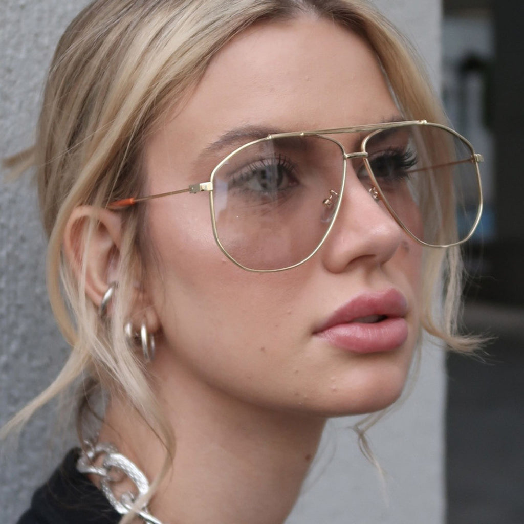 Anna-Kaci Women's Retro Aviator Sunglasses Gold Frame