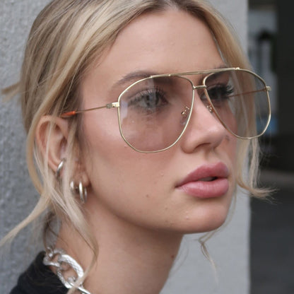 Anna-Kaci Women's Retro Aviator Sunglasses Gold Frame