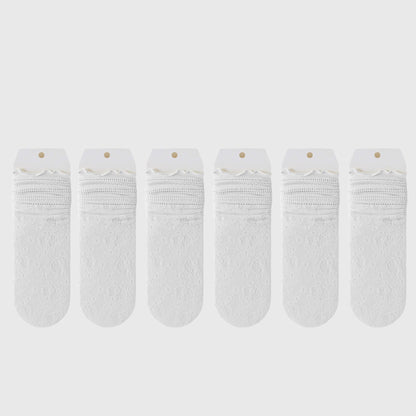 Anna-Kaci Lace Ankle Socks with Ruffle Cuff 6pk