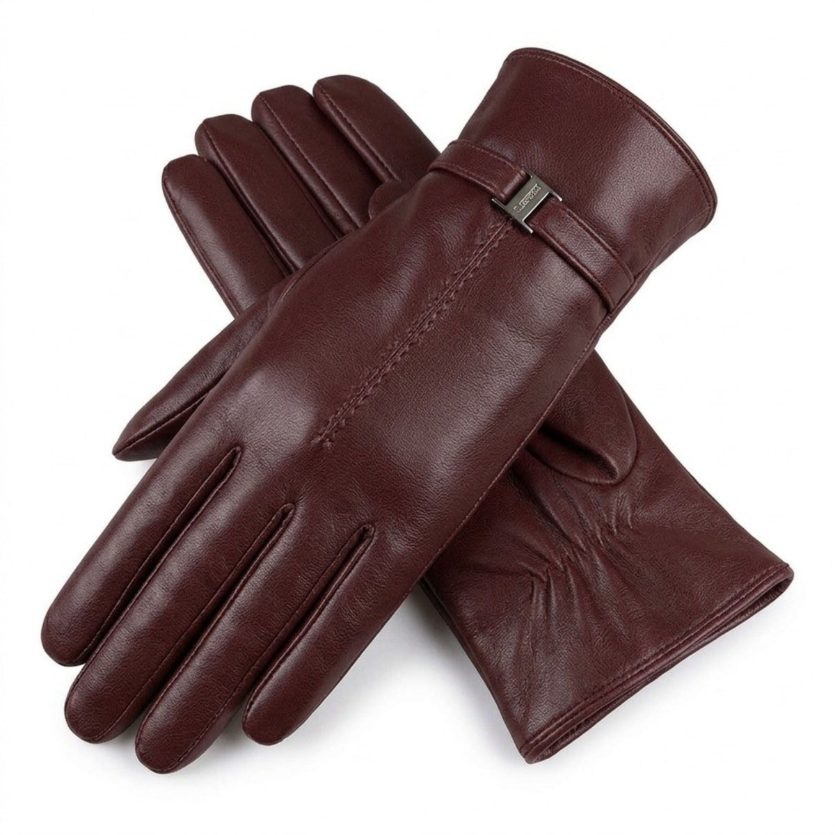 Leather-Look Gloves with Buckle Detail