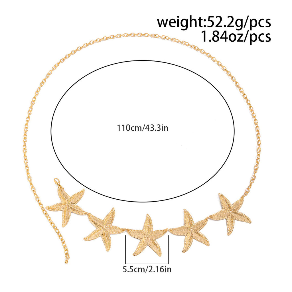 Starfish Metal Waist Chain Adjustable Beach Body Belt Ocean Inspired Waist Jewelry