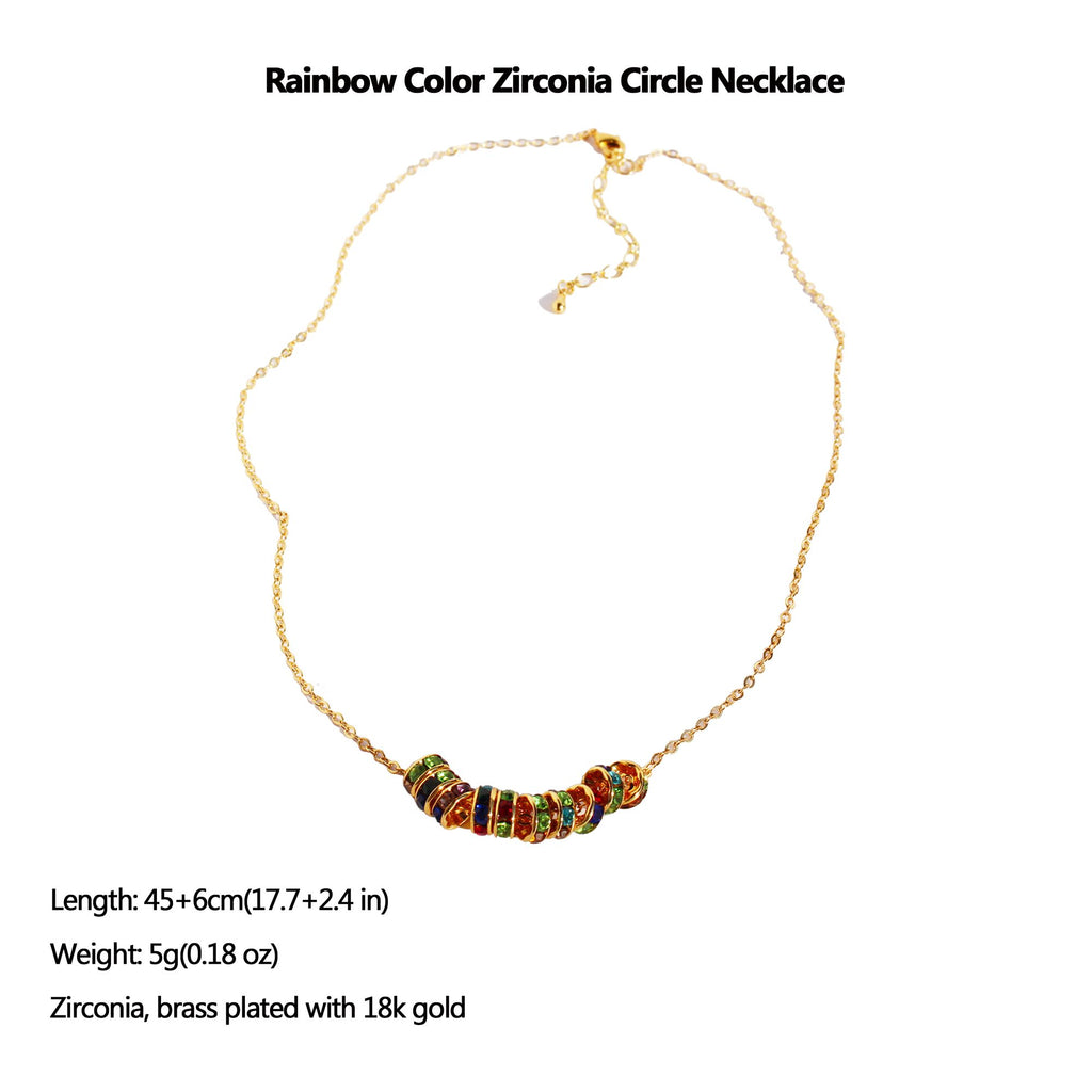 Women's Rainbow Zirconia Circle Necklace
