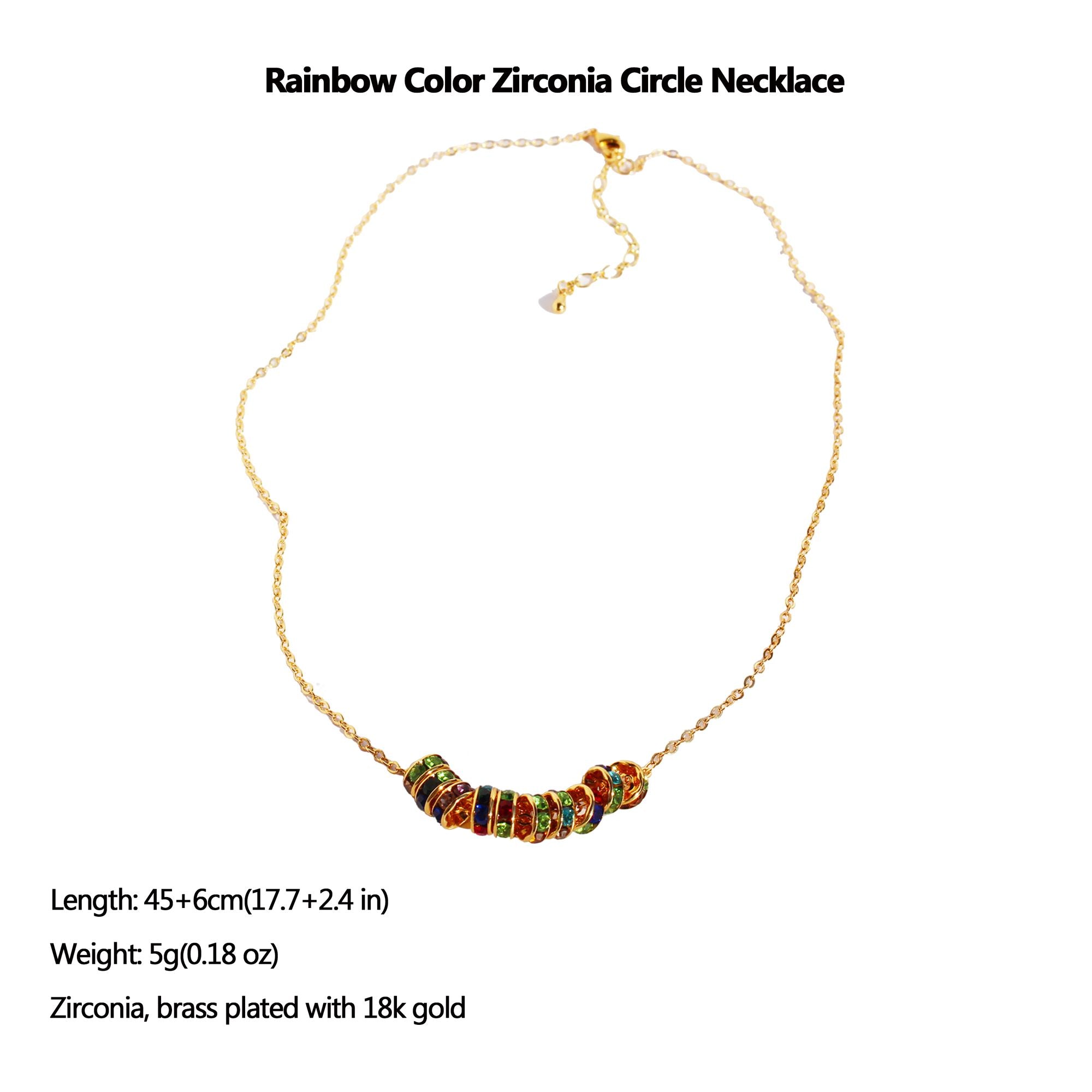 Women's Rainbow Zirconia Circle Necklace