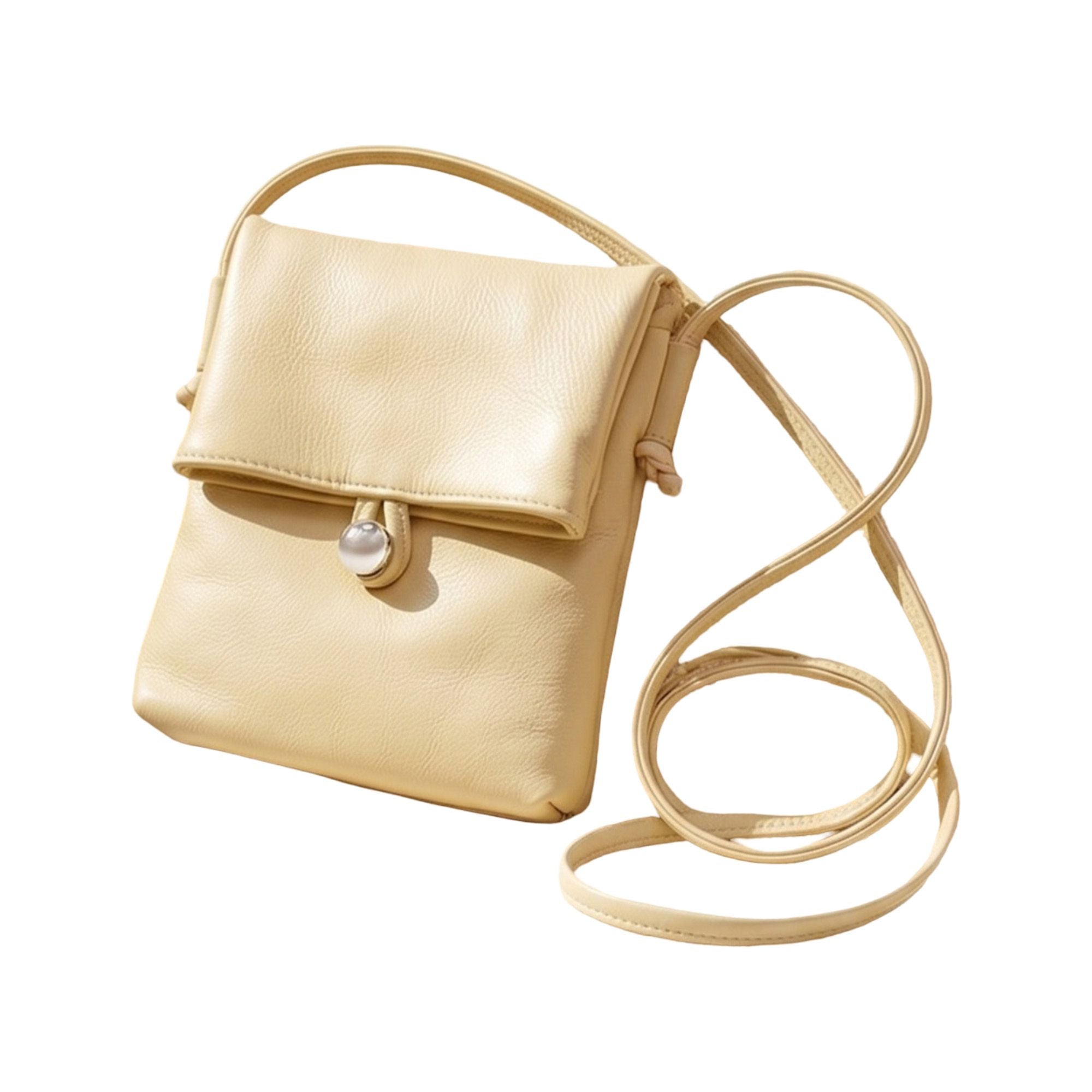Leather Phone Crossbody Bag with Flap Closure Slim Wallet Design and Adjustable Strap