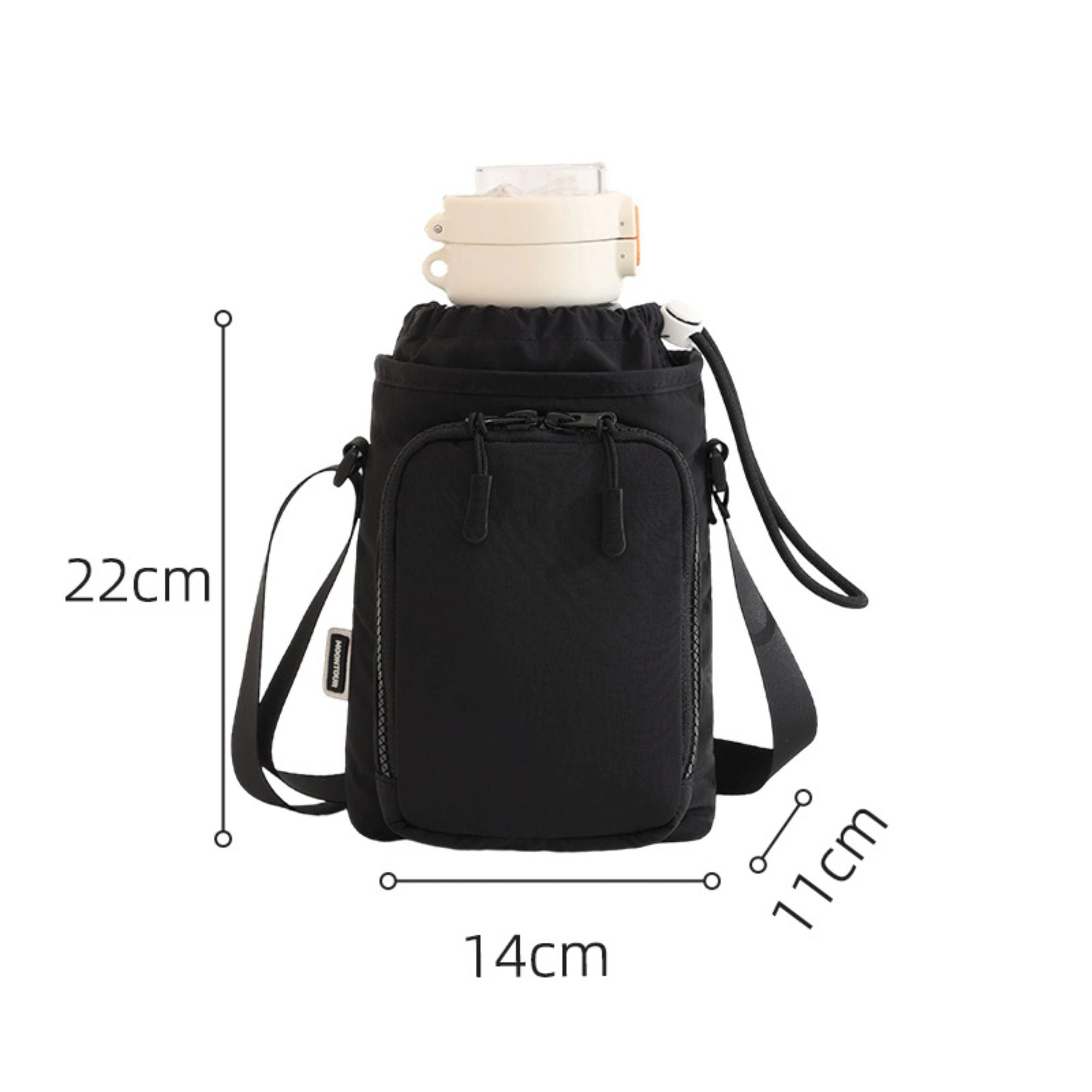 Water Bottle Carrier Bag with Phone Pocket Adjustable Crossbody Strap for Walking Travel
