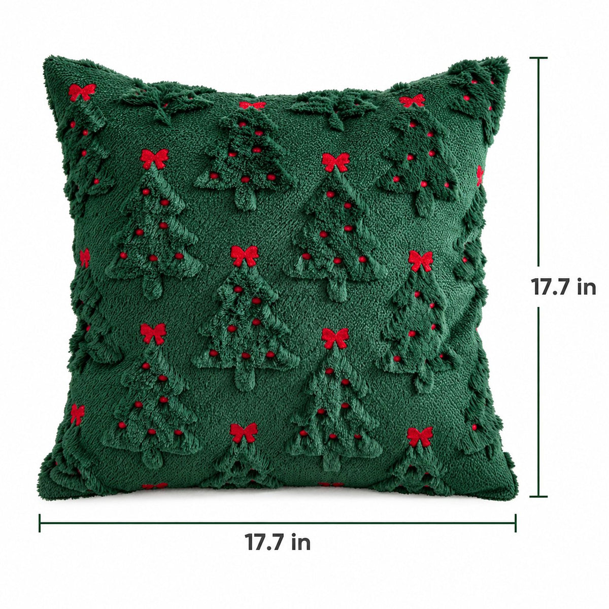 Christmas Tree Bow Tufted Decorative Throw Pillow Cover
