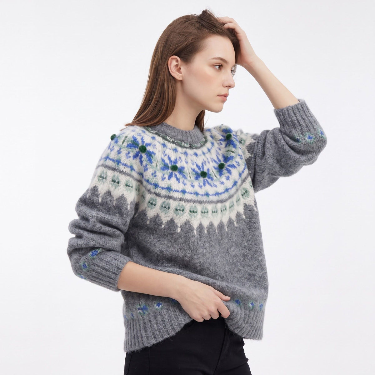 Fair Isle Crewneck Pullover Sweater