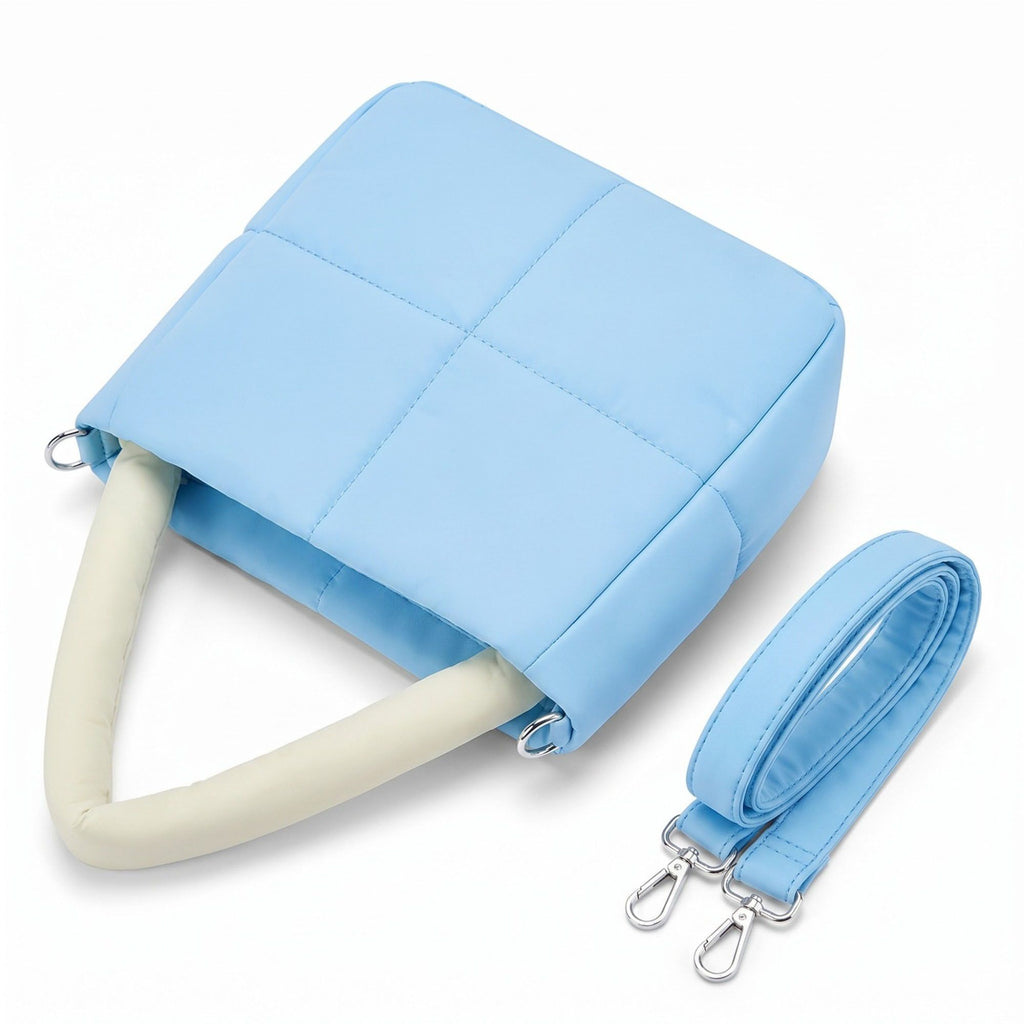 Padded Tote Bag with Top Handles and Detachable Adjustable Crossbody Strap 8.5x8x3.5in