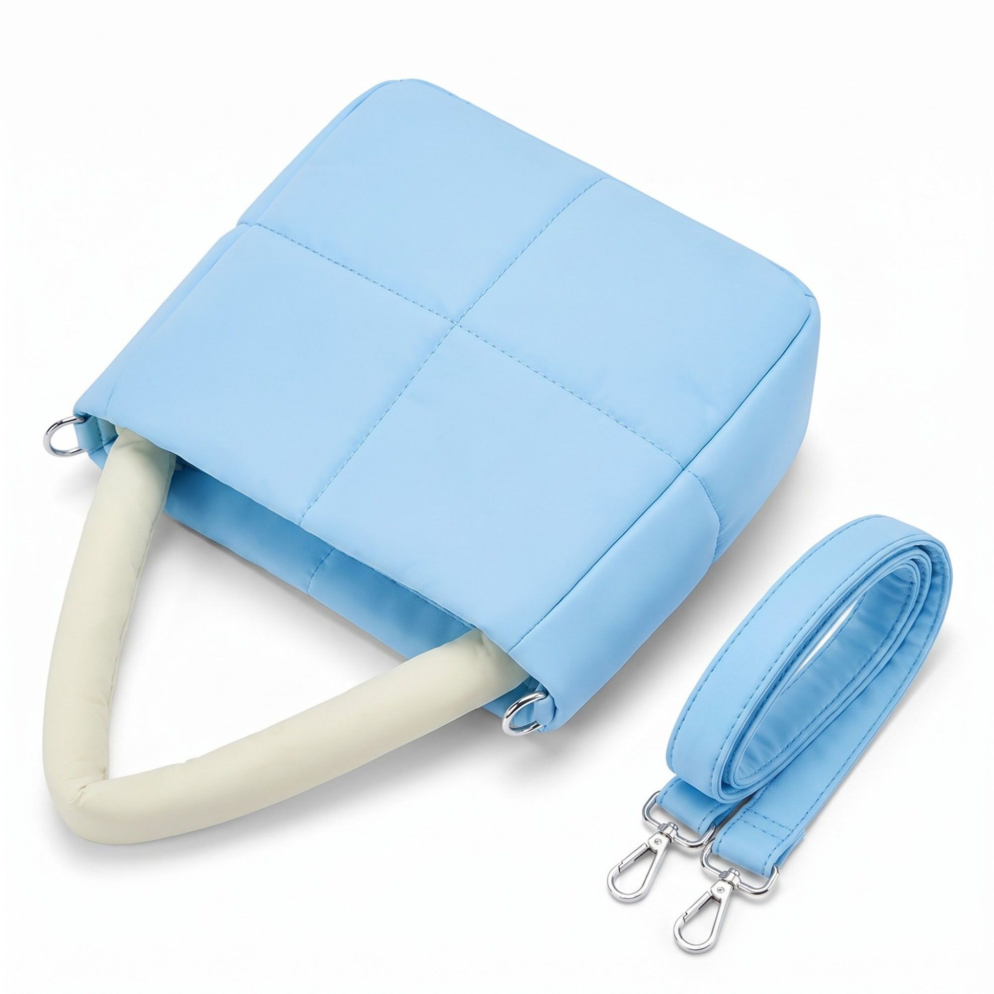 Padded Tote Bag with Top Handles and Detachable Adjustable Crossbody Strap 8.5x8x3.5in