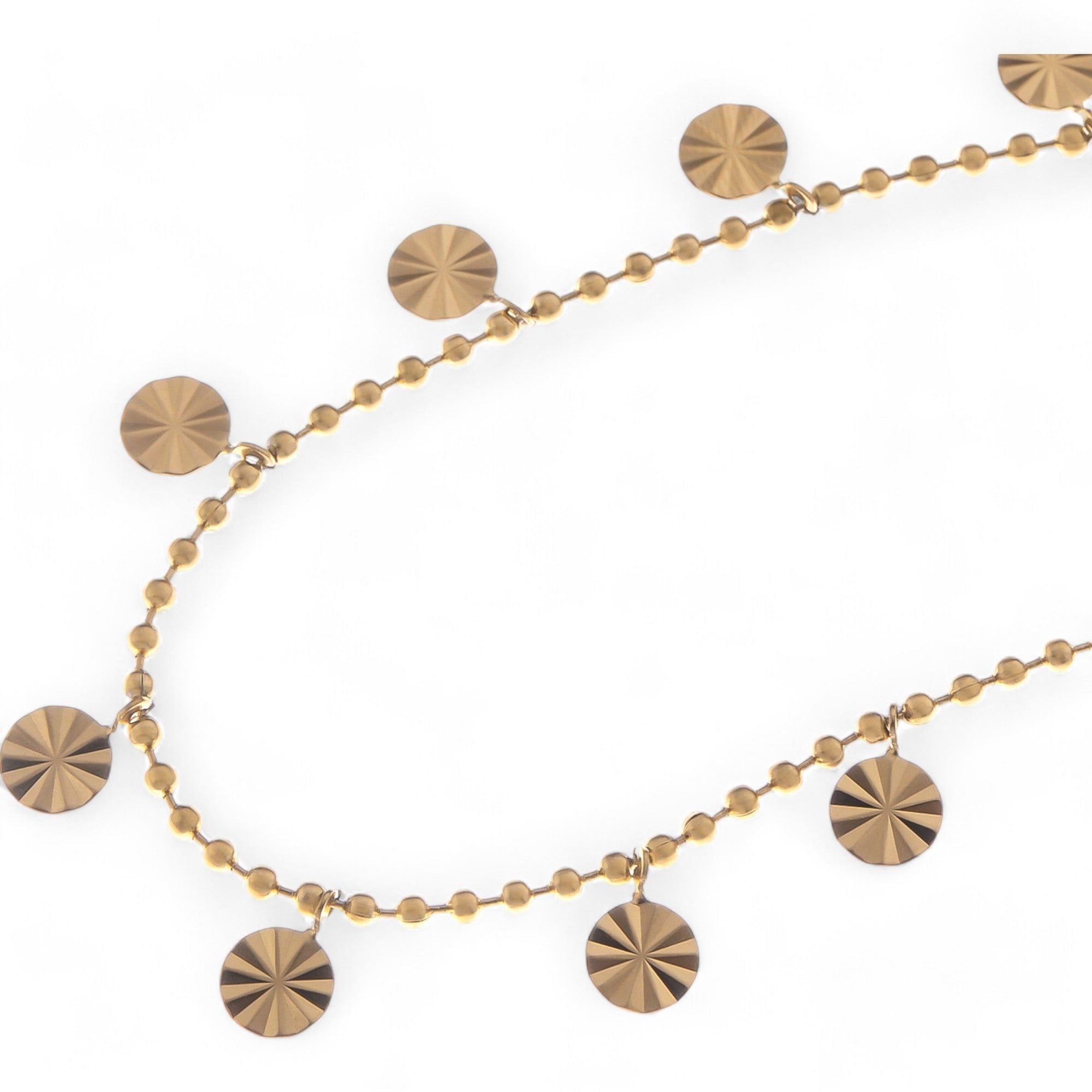 Women's Dainty Charm Disc Fashion Bracelet with Adjustable Chain