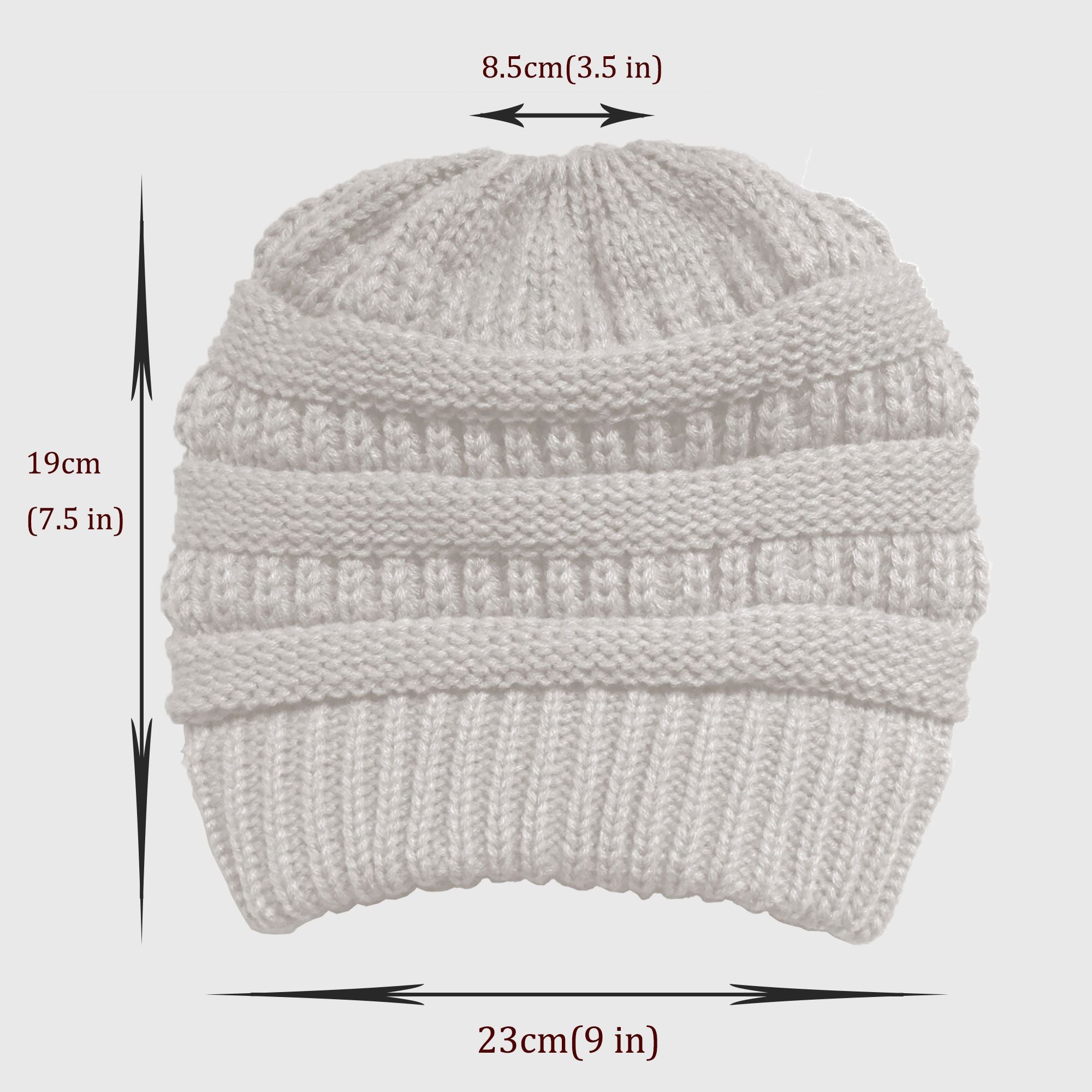 Anna-Kaci Women's Ponytail Beanie Hats - Acrylic Knit Stretchable Messy Bun Skull Cap for Winter & Casual Wear