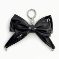 Faux Leather Bow Keychain with Safety Pin Stud Detail Oversized Bow Bag Charm Key Ring Accessory