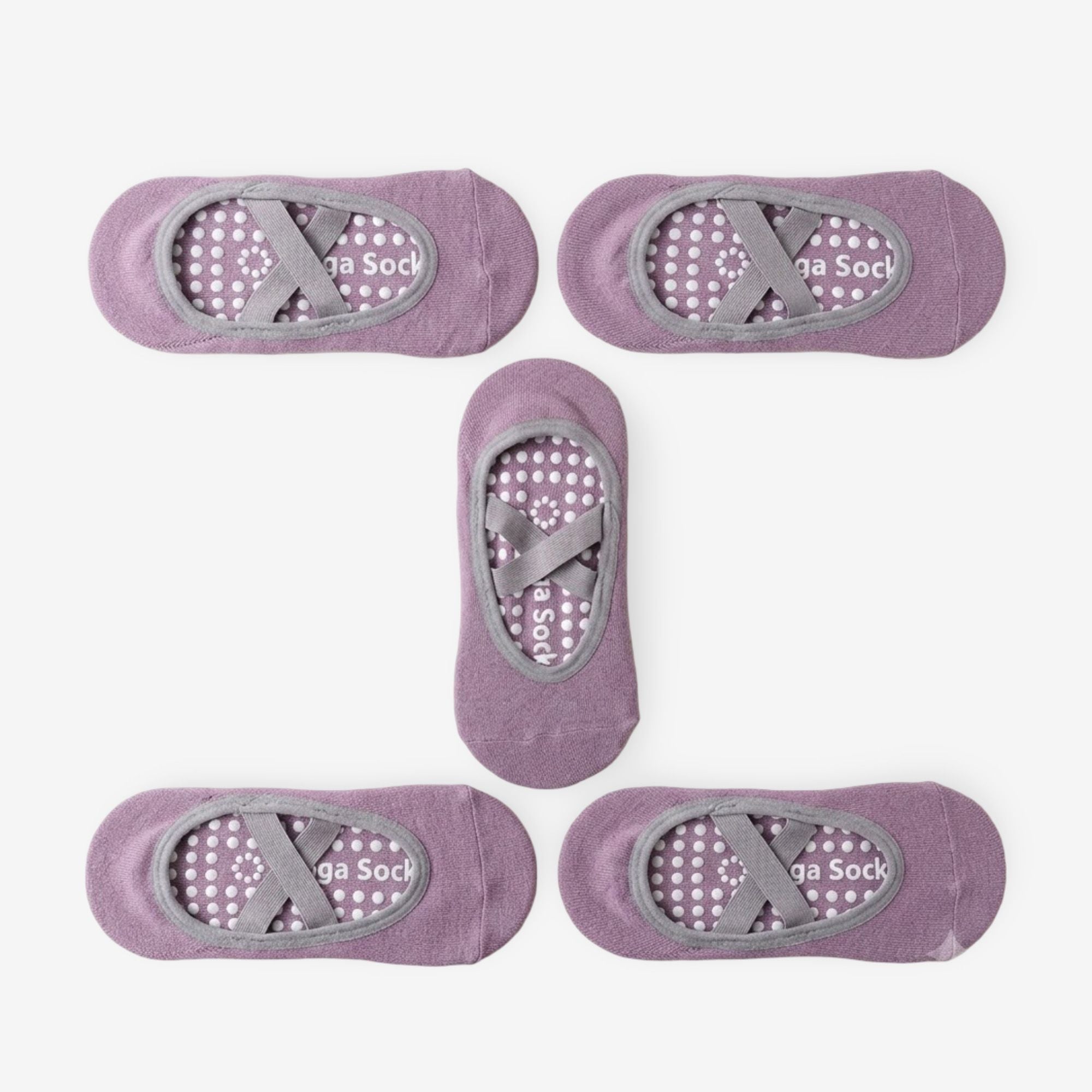 Non-Slip Yoga Socks with Cross Strap Design for Indoor Fitness 5 Pack