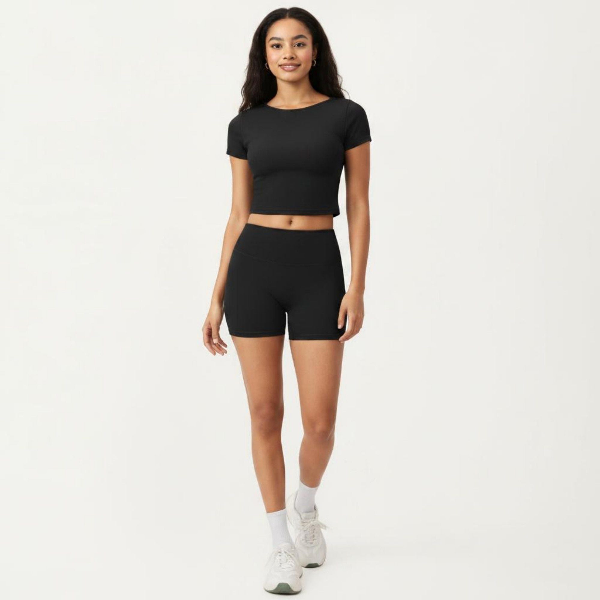 Anna-Kaci Active Women's Short Sleeve Cropped Active Top with Crew Neck and Smooth Stretch Fit
