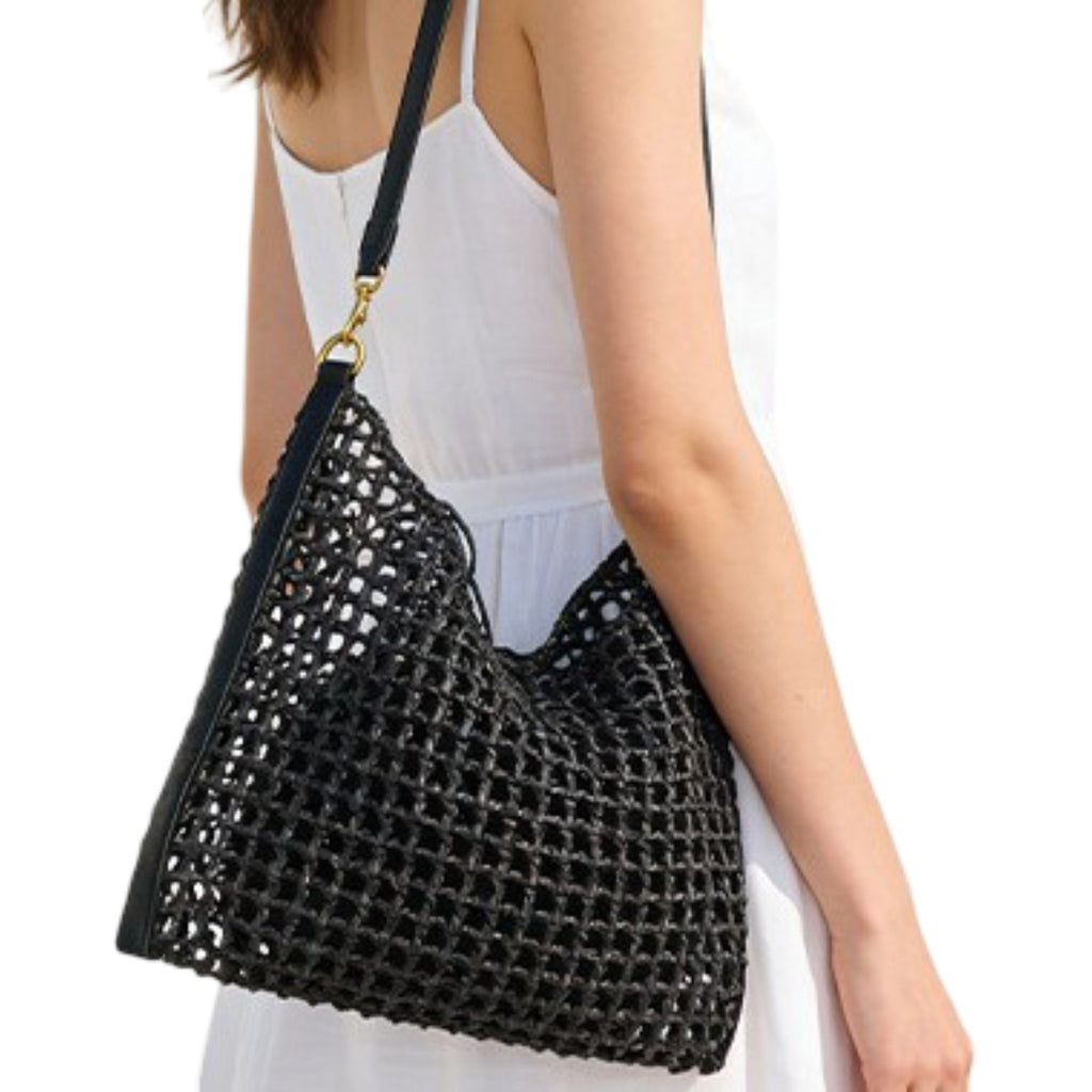 Handwoven Woven Handbag with Drawstring Interior for Vacation and Beach
