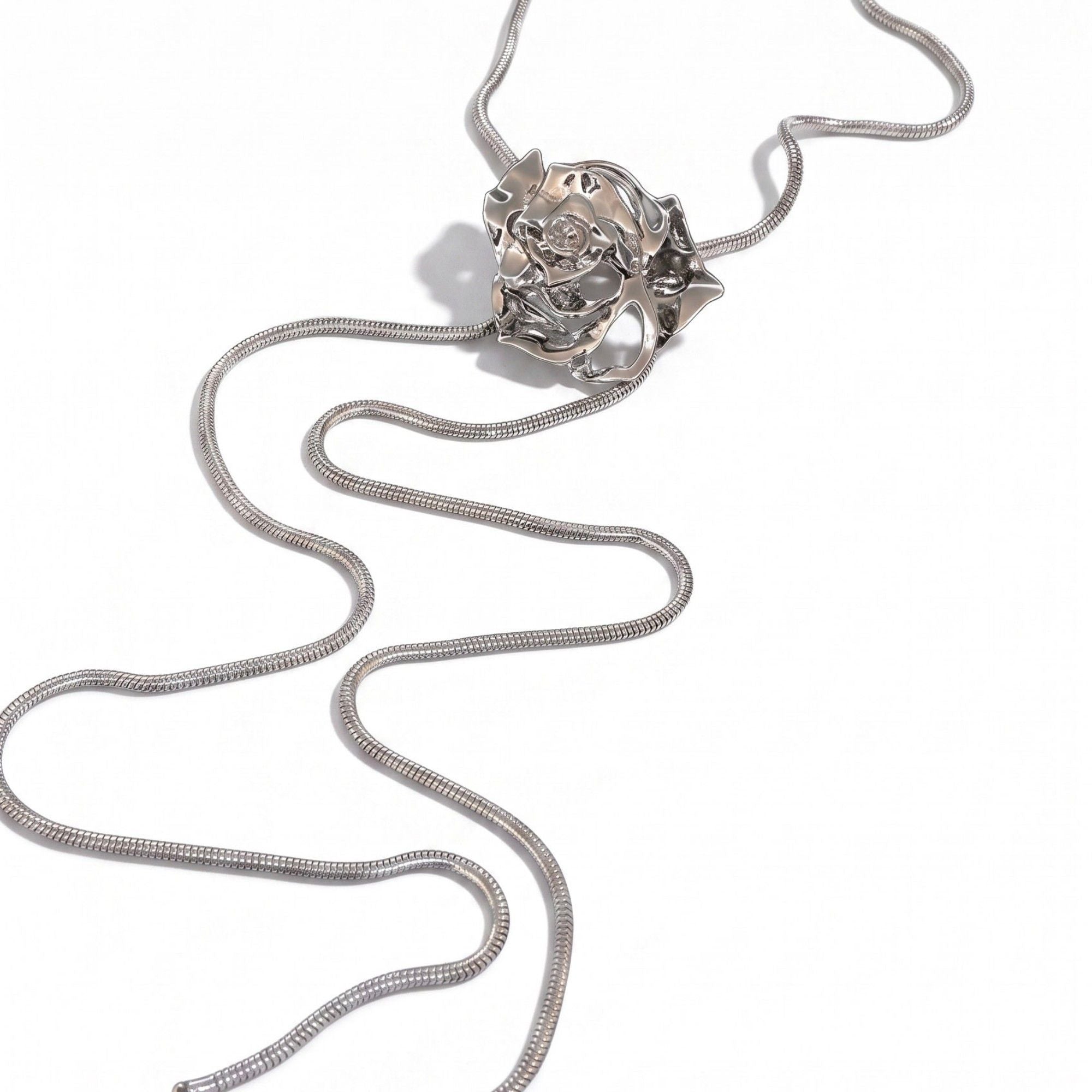 Rose Metal Waist Chain Adjustable Vintage Body Belt Floral Inspired Waist Jewelry 43.3in