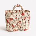Quilted Floral Storage Caddy with Handles for Vanity Dorm Bathroom and Laundry Room