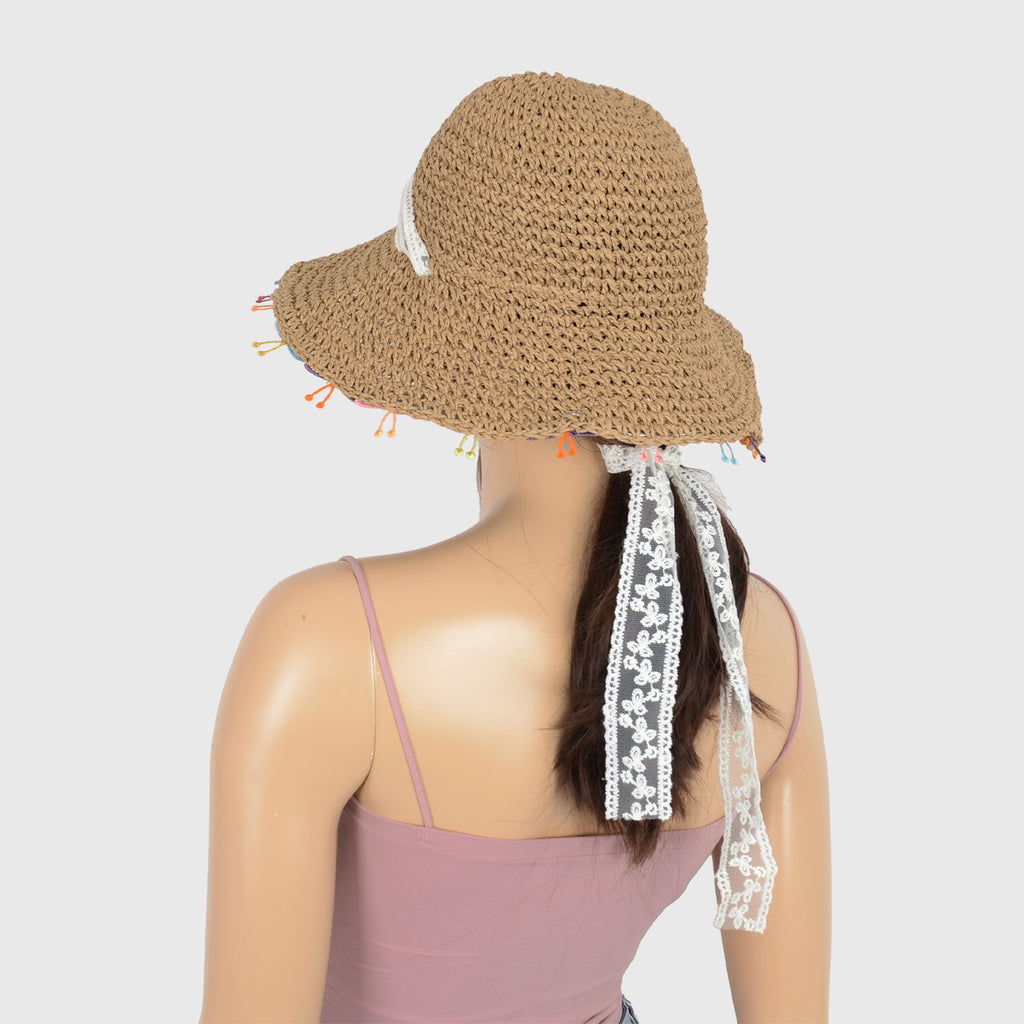 Anna-Kaci Women's Colorful Butterfly - Embellished Straw Sun Hat