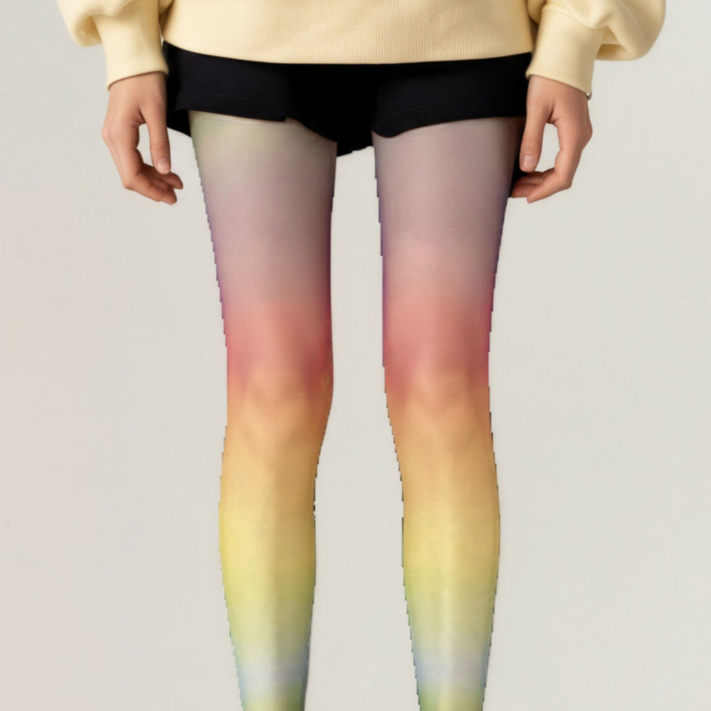 Anna-Kaci 2pcs Women's Gradient Rainbow Sheer Tights with Soft Ombre Design