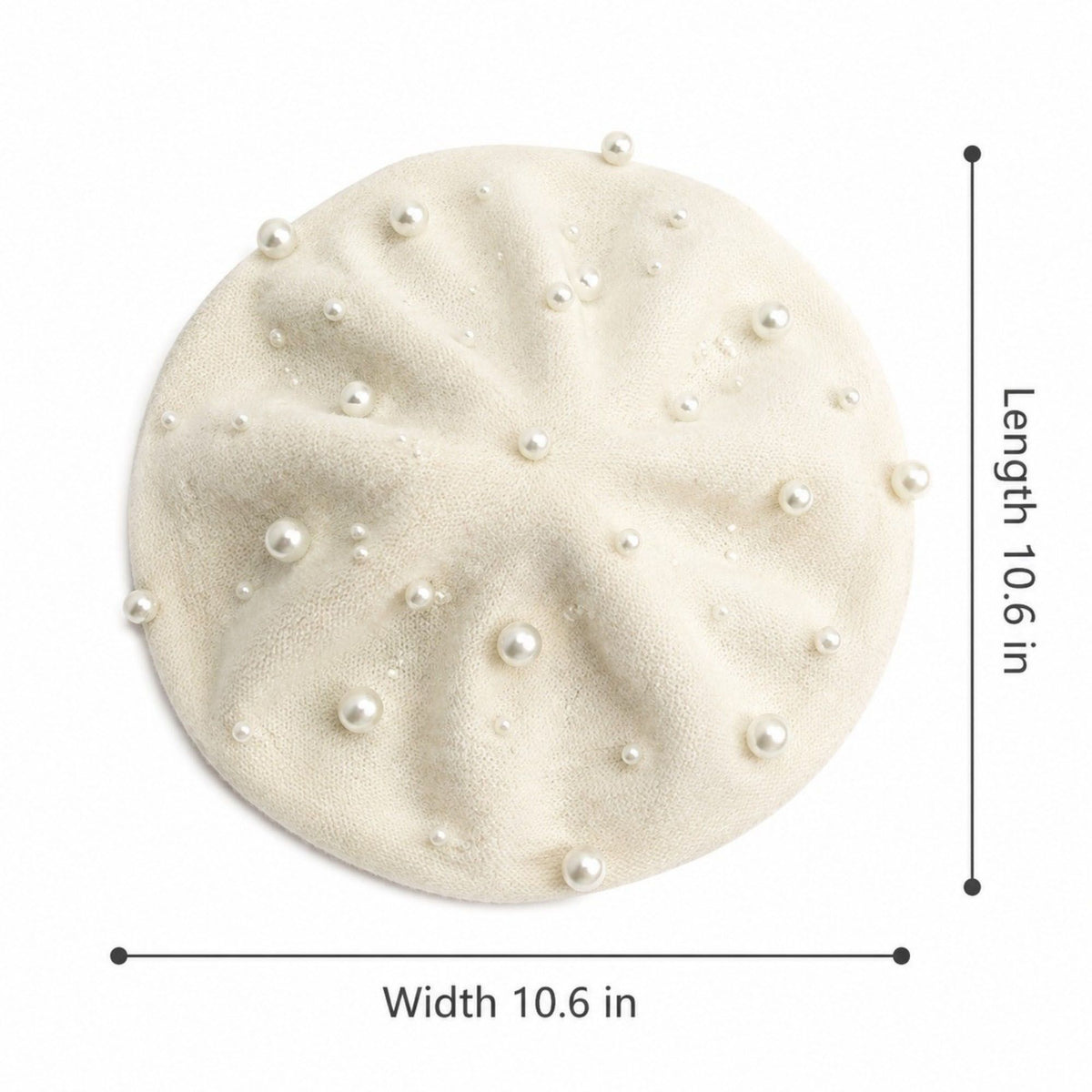 Pearl-Embellished Wool Knit Beret