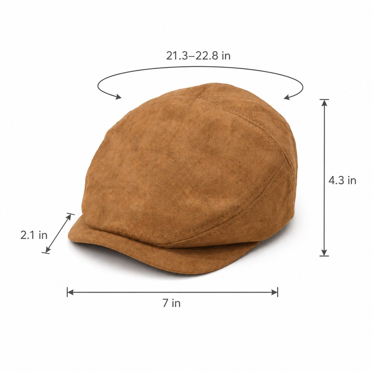 Faux Suede Newsboy Cap Short Brim Vintage Baker Boy Hat