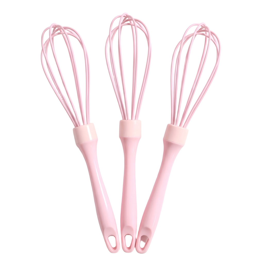 3-Piece Mini Silicone Whisk Set for Baking, Mixing and Kitchen Prep