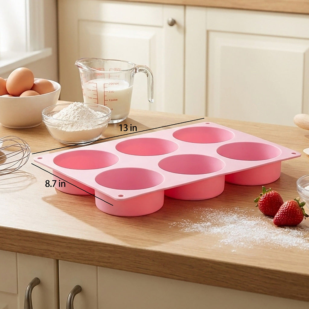 Silicone Muffin Baking Mold with 6 Round Cup Cavities