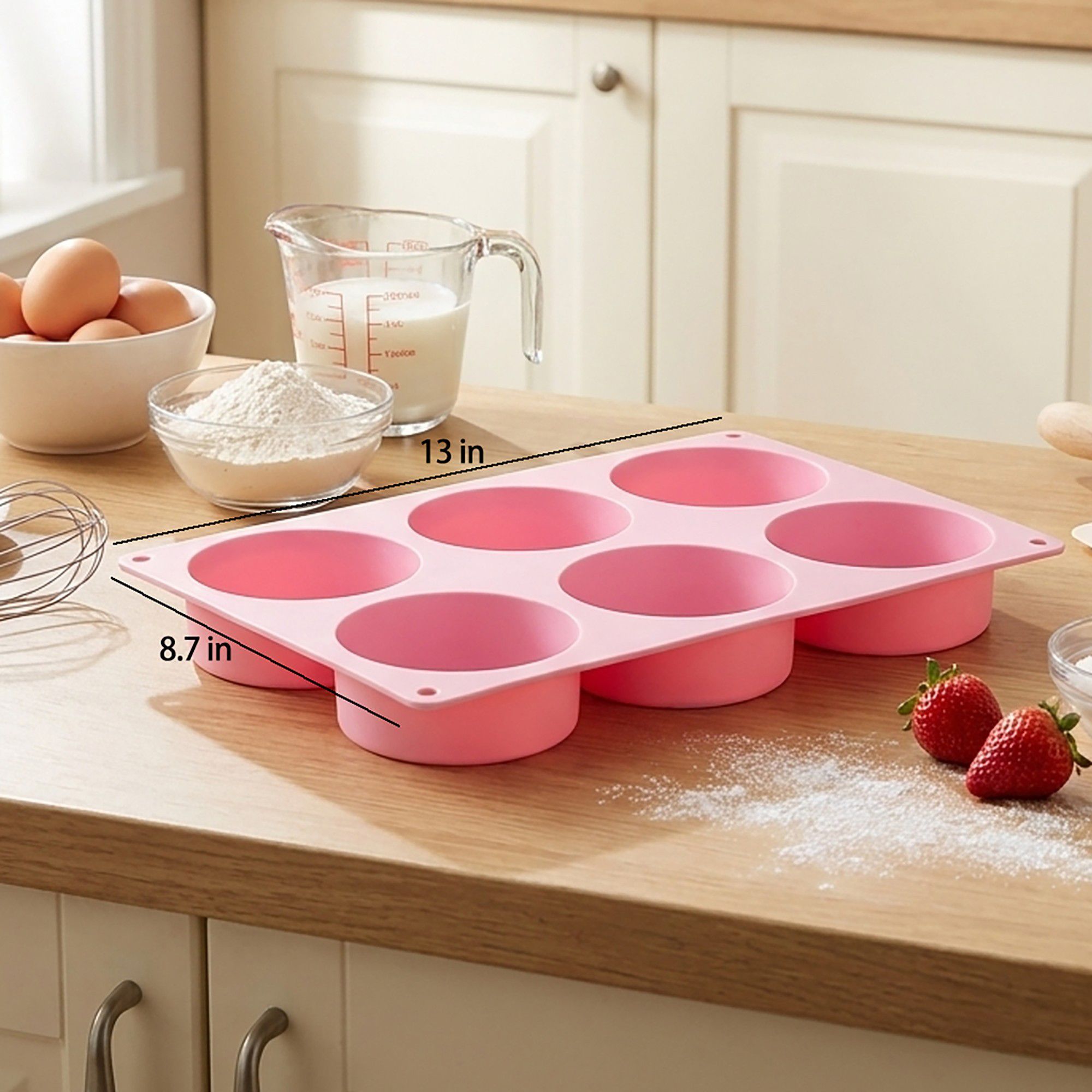 Silicone Muffin Baking Mold with 6 Round Cup Cavities