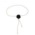 Anna-Kaci Women's Faux Pearl Beaded Belt with Fabric Rose Accent and Drop Strand Detail 49in