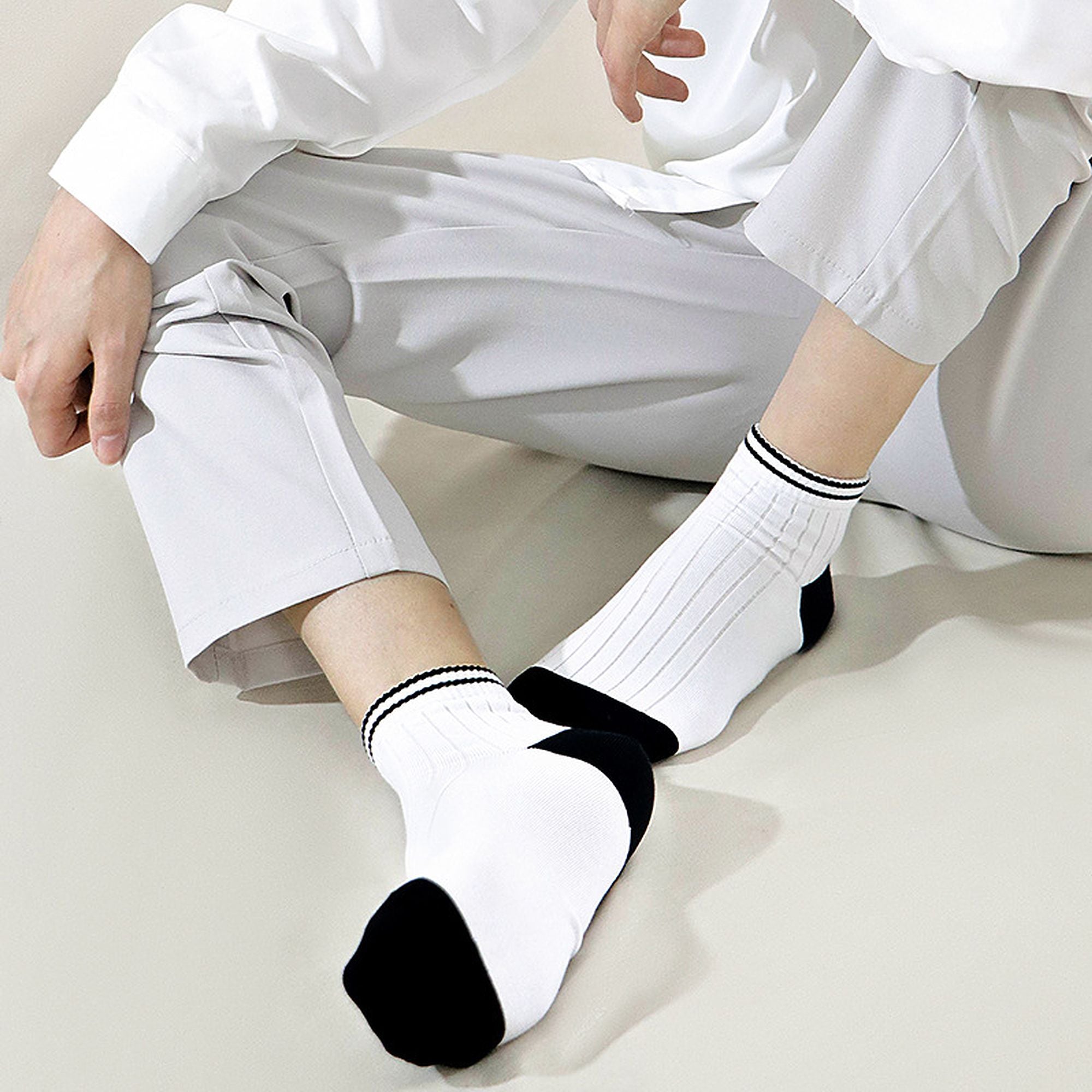 Anna-Kaci Men's 6pk Striped Casual Breathable Cotton Ankle Socks