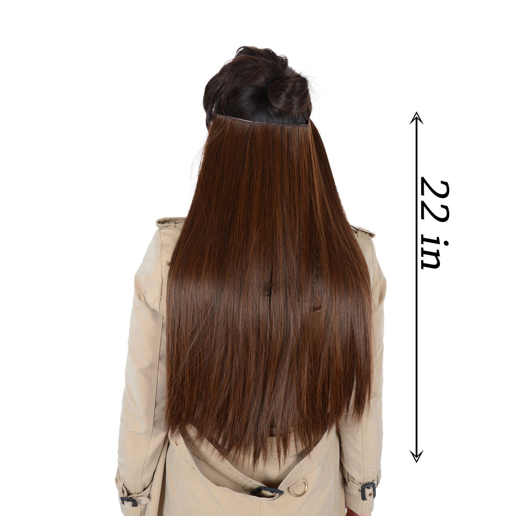 Longe Straight Natural Hair Extensions One Piece Invisible Wire Hair Extensions with Clip ins 22Inch for Women