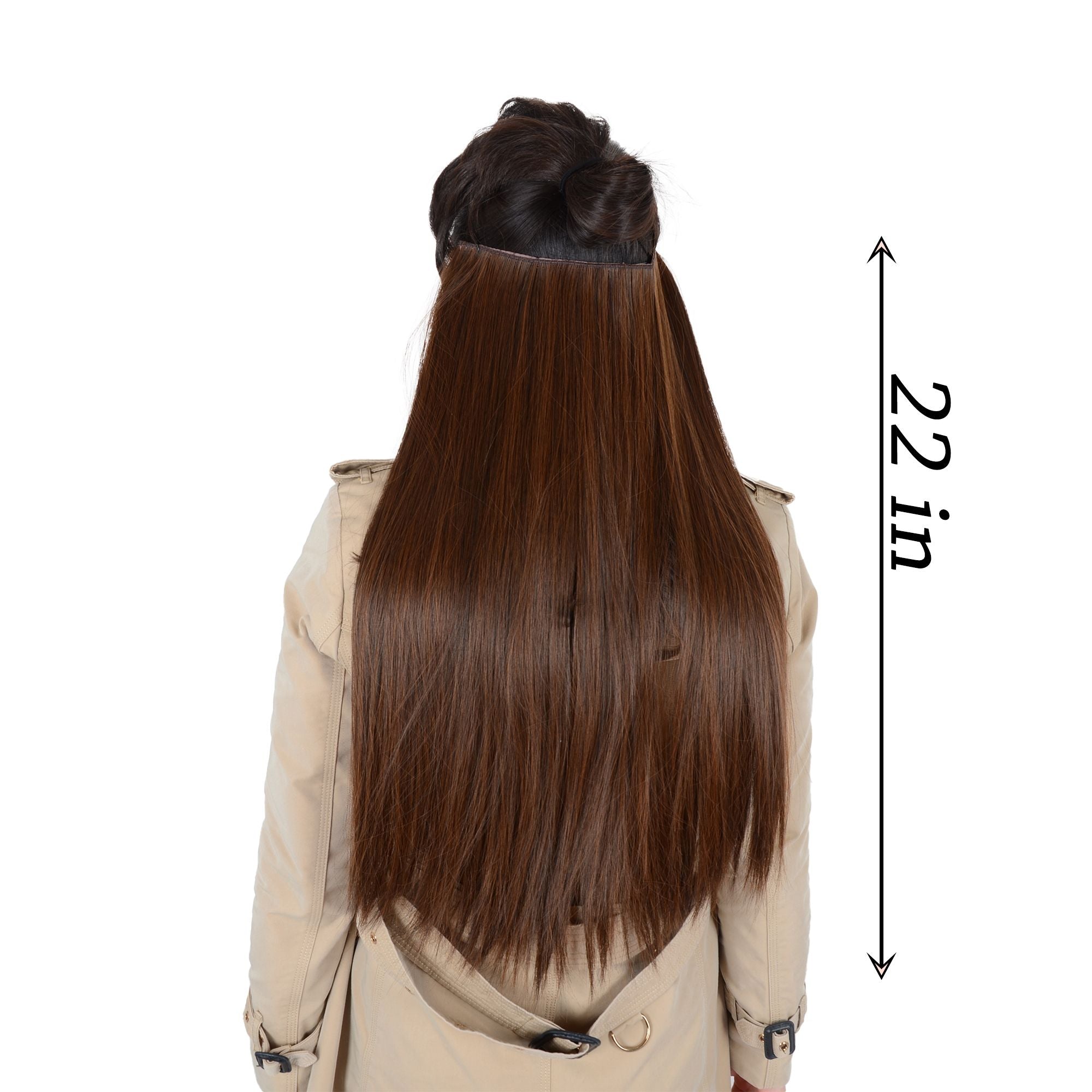 Longe Straight Natural Hair Extensions One Piece Invisible Wire Hair Extensions with Clip ins 22Inch for Women
