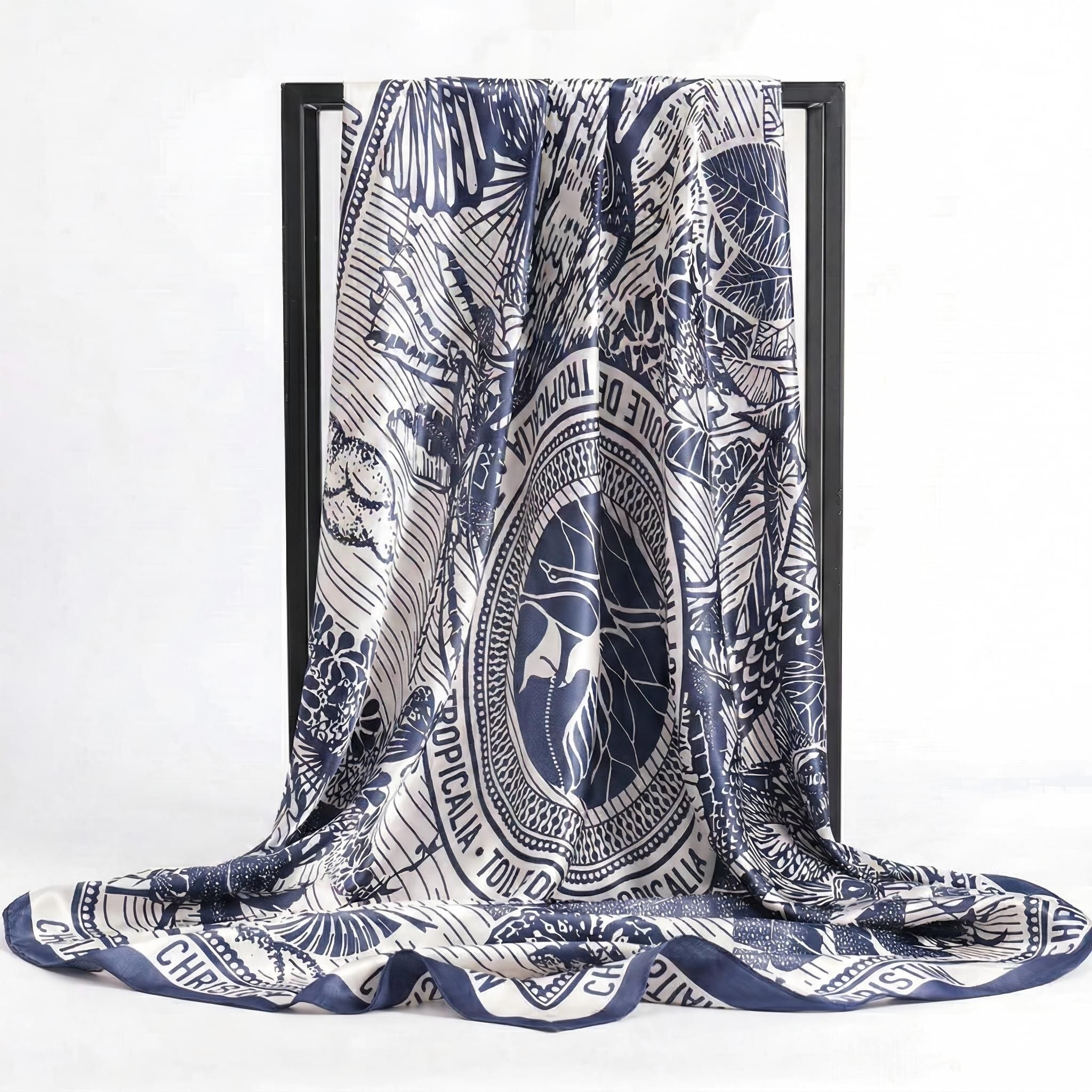 Anna-Kaci Women's Oversized Botanical Satin Scarf Silk Touch Square Head Wrap 35 Inch